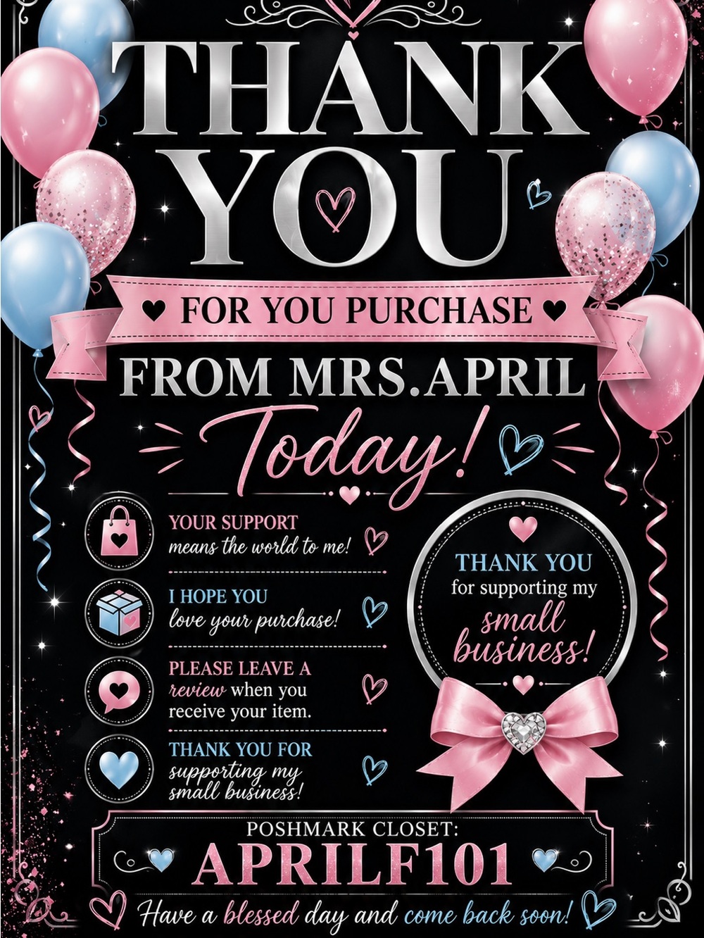 Thank You Today! Pink & Blue Small Business Appreciation Sign